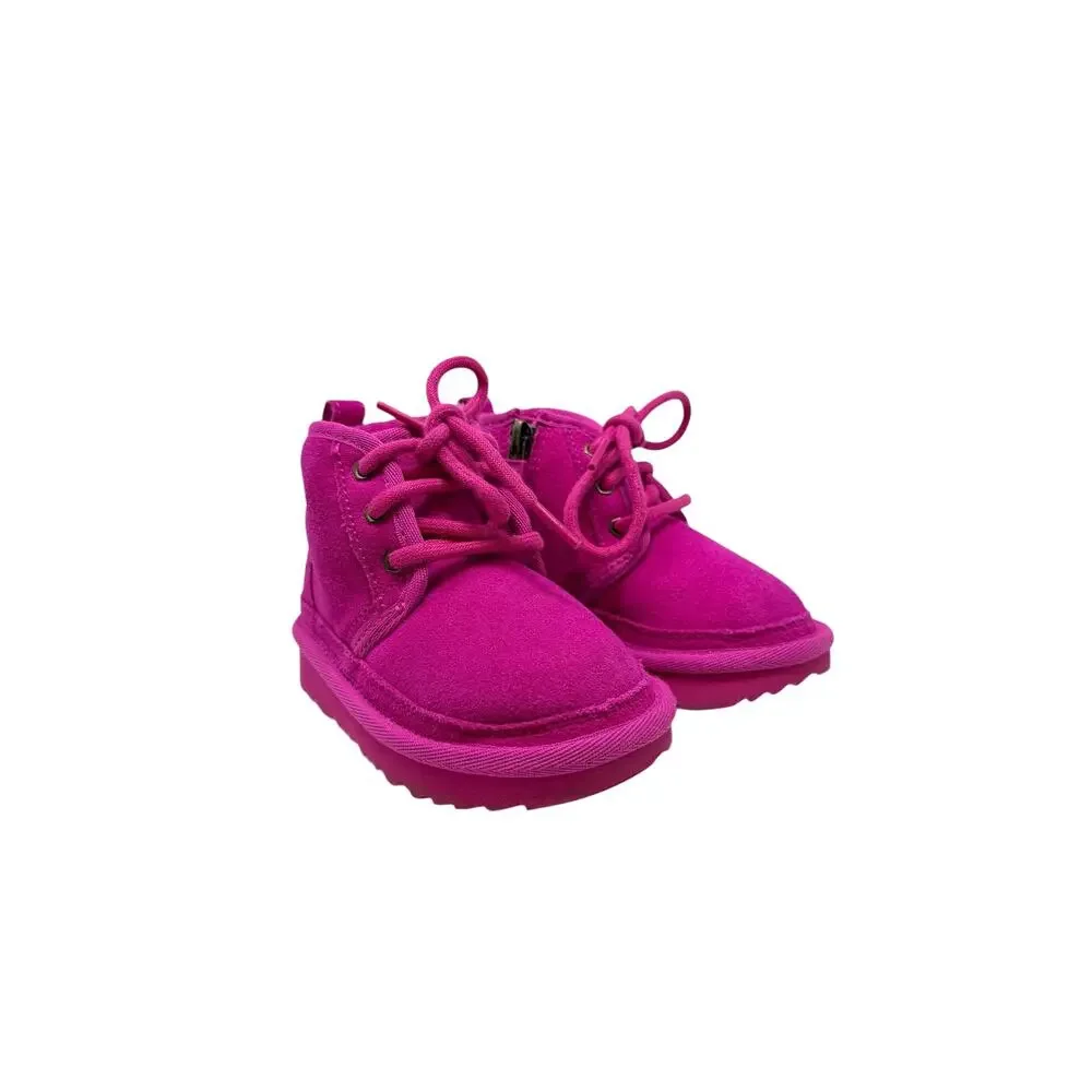 UGG Neumel II Toddler Boots Pink Fuchsia Suede Lace Up Zip Kids Size‎ 6
